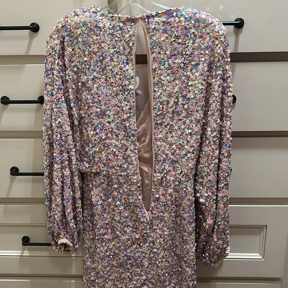 NWT Retrofete Aubrielle Pink Sequin Mini Dress with Ling Sleeves PERFECT FOR NYE - Picture 8 of 8